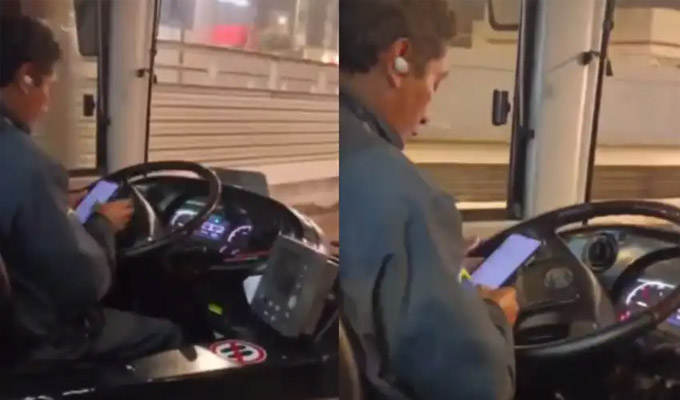 Usuarios del Metropolitano indignados: captan a chofer chateando y usando audífonos mientras maneja