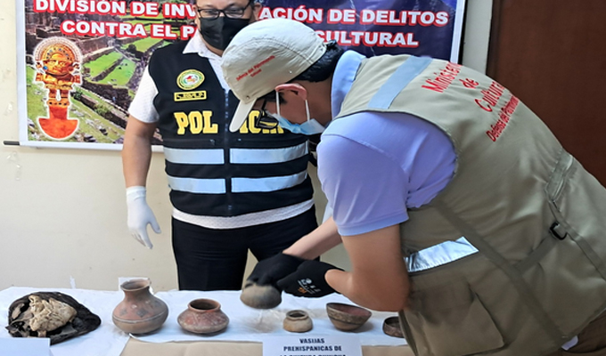Ministerio de Cultura recupera 22 bienes arqueológicos en operativos conjuntos con la Policía Nacional