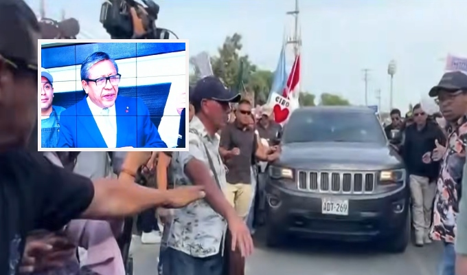 Ciro Castillo llega al GORE Callao rodeado de una gran cantidad de simpatizantes