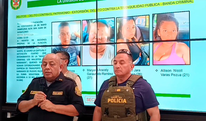 Desarticulan banda “Los malditos de Naranjo”: exigían a empresa de transporte pago 10 de mil soles