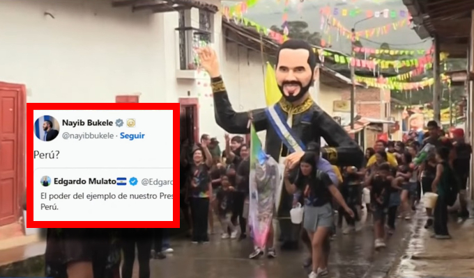 Figura de Nayib Bukele desfila en carnaval de Cajamarca y presidente de El Salvador reacciona en redes