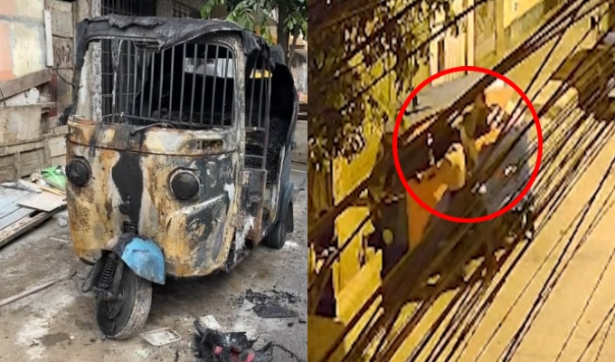 Independencia: cámaras captan a sujeto que incendió mototaxi y fue alcanzado por las llamas