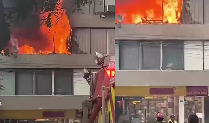 Se registra incendio en edificio de Miraflores: cuatro unidades de los bomberos combaten las llamas