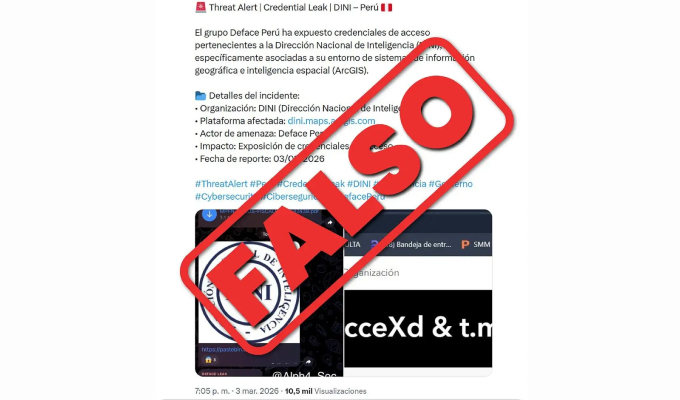 PCM descarta vulneración de sistemas informáticos de la Dirección Nacional de Inteligencia