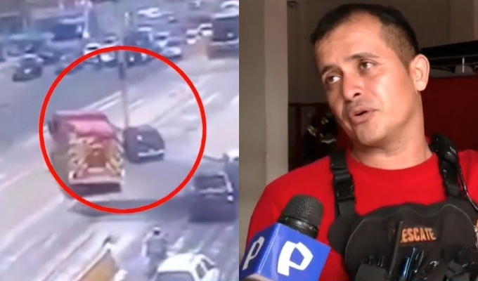 Habla bombero que realizó maniobra con camión y evitó choque en vía del Metropolitano