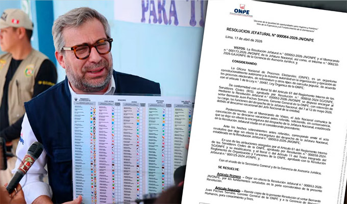 ONPE informa que vacaciones solicitadas por Piero Corvetto para mayo fueron canceladas