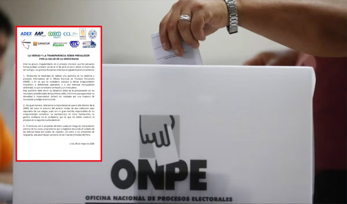 Gremios empresariales piden auditoría a sistemas informáticos de la ONPE por presuntas irregularidades