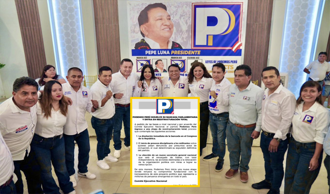 Podemos Perú anuncia "reestructuración total" del partido y disuelve su bancada parlamentaria