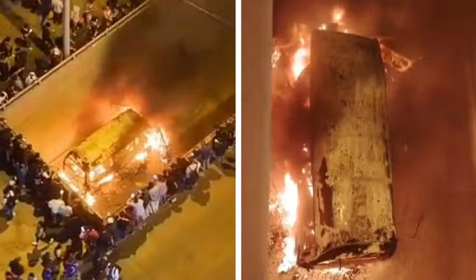 Combi de empresa ‘Los Rojitos’ se incendió en SJM: no se descarta que sea un ataque extorsivo