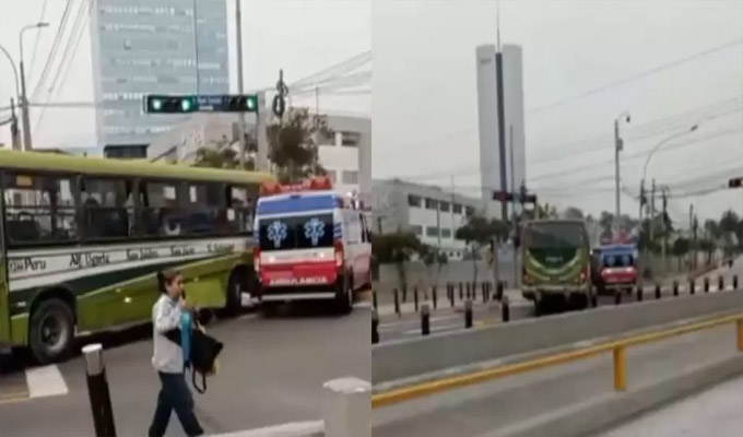 Bus impacta contra ambulancia en avenida Paseo de la República: accidente deja 3 heridos
