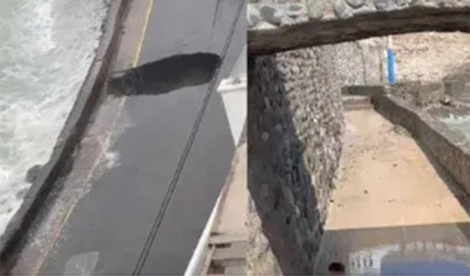 San Bartolo: oleaje anómalo provocó enormes forados en pistas y veredas del malecón