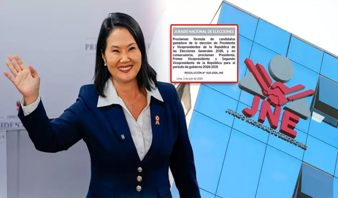 JNE oficializa proclamación de Keiko Fujimori como presidenta de la Republica electa