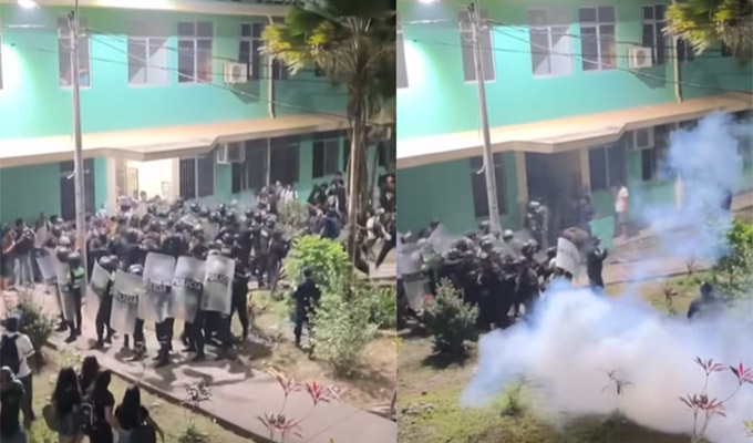 Violenta protesta de estudiantes de la Universidad Nacional de Ucayali: exigen la renuncia del rector