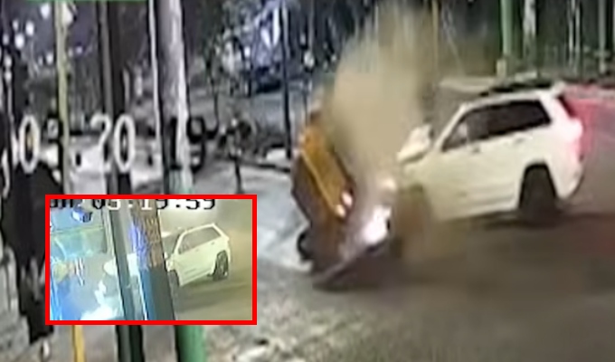 ¡Impactante! Taxi termina dando vueltas de campana tras impactar contra camioneta blanca