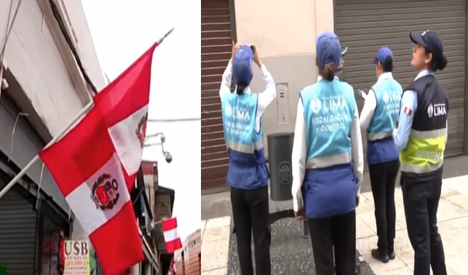 "Pon tu bandera": fiscalizan el correcto embanderamiento en Cercado de Lima