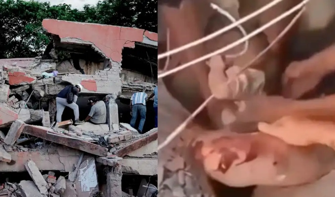 Rescatan a bebé de seis meses que quedó atrapado tras colapso de edificio en Cali