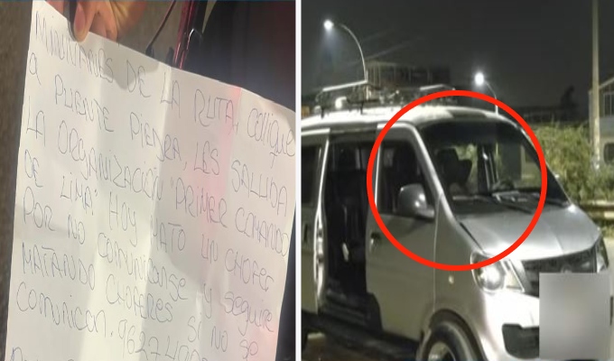 Disparan a chofer de miniván en Comas y dejan carta extorsiva: “seguiremos matando choferes”