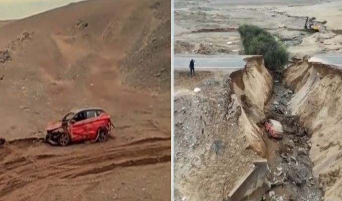 Ilo: retiran vehículo rojo que quedó atrapado en un forado tras activación de quebrada