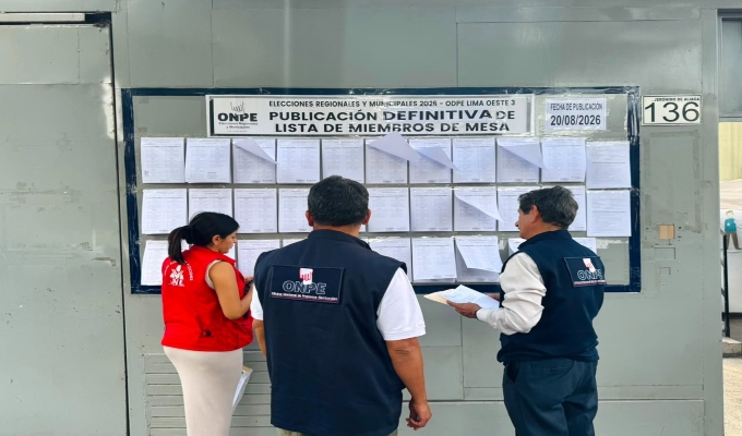 ODPE Lima Oeste 3 publica lista definitiva de miembros de mesa