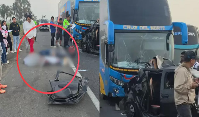 Panamericana Norte: piedras en la vía habrían provocado choque de bus y auto que dejó dos muertos