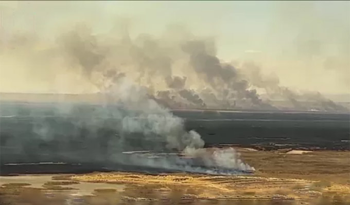 Puno: incendio consume grandes extensiones de totorales cerca a las islas de los Uros