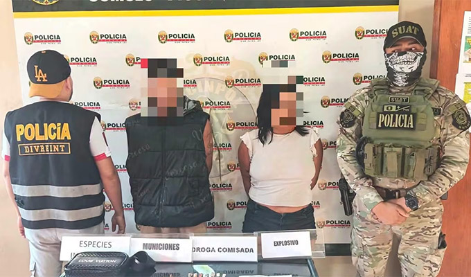 Capturan a dos extorsionadores en Pisco: se les decomisó droga, explosivos y municiones