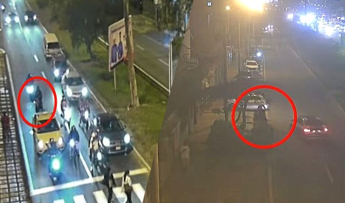 Surco: delincuente en moto sube a las veredas para huir de la policía