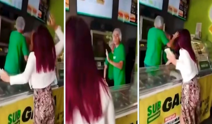 Mujer enardecida insulta y lanza objetos contra trabajador en centro comercial