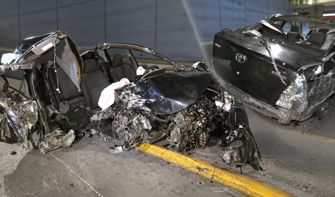 Accidente en la Vía Expresa: conductor se salva tras aparatoso choque en San Isidro