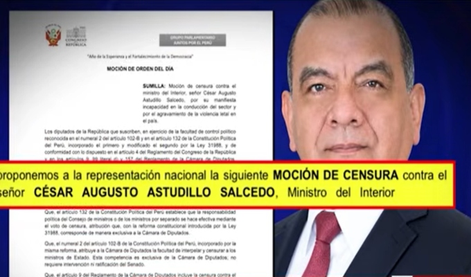 Juntos por el Perú impulsa moción de censura contra ministro del Interior tras asesinato de China Polo