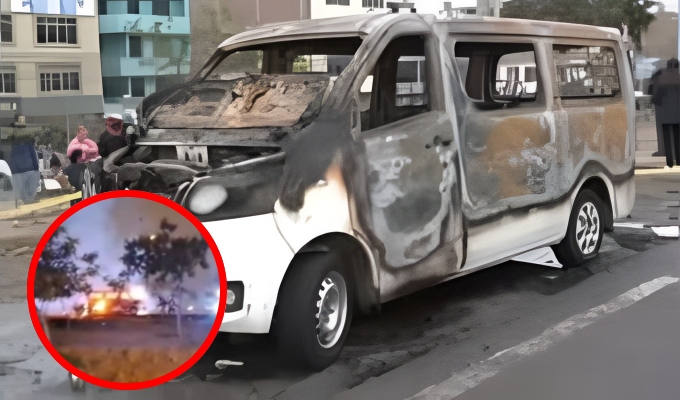 Los Olivos: asesinan y queman a colectivero dentro de su vehículo en la Panamericana Norte