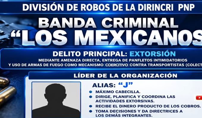"Los Mexicanos": policía identifica a presunto cabecilla de organización dedicada a extorsiones
