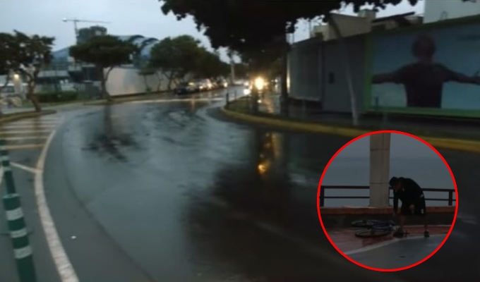 Intensa garúa en la Costa Verde: calles mojadas provocan caída de ciclista