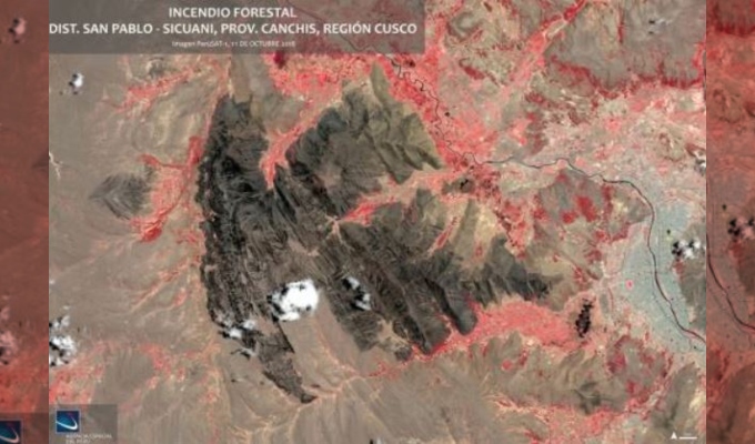 Incendios forestales: satélite PerúSAT-1 revela zonas arrasadas por el fuego en Cusco