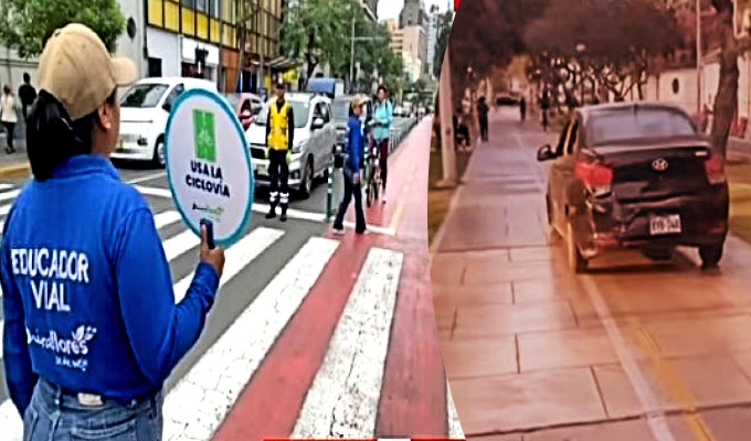 Auto invade ciclovía en av. Arequipa: Miraflores lanza campaña de educación vial tras video viral