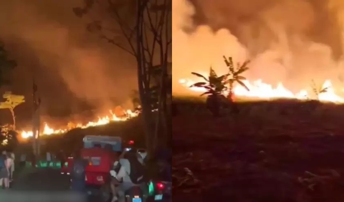 Incendio forestal de grandes proporciones moviliza a bomberos y pobladores cerca de Tarapoto