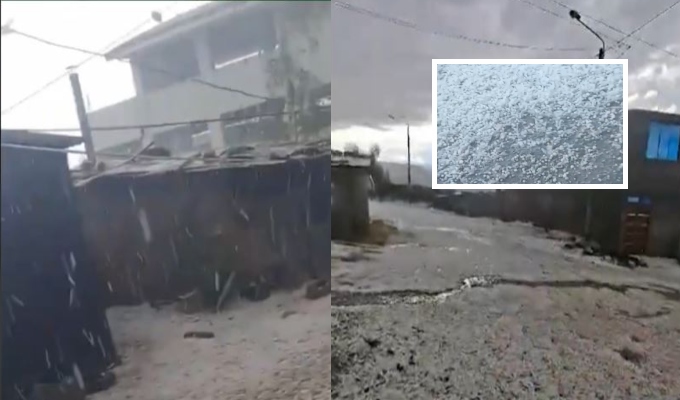¡Como canicas! Sorpresiva granizada y lluvia intensa sacuden Ayacucho