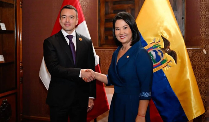 Keiko Fujimori y su homólogo de Ecuador, Daniel Noboa, participarán en Encuentro Presidencial