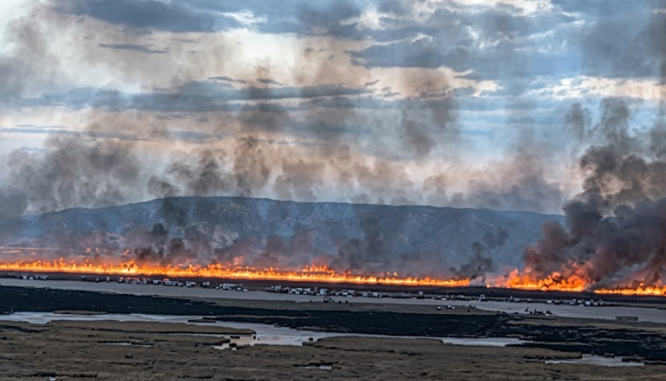 Incendio forestal arrasa con 200 hectáreas de totora en Lago Titicaca