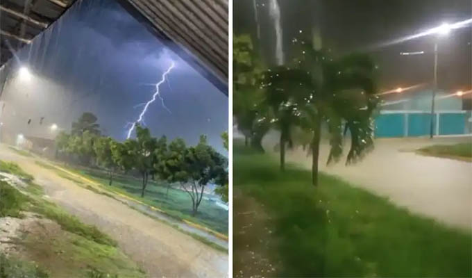 Lluvias acompañadas de tormenta eléctrica se registraron en Tumbes: se inundaron calles y casas