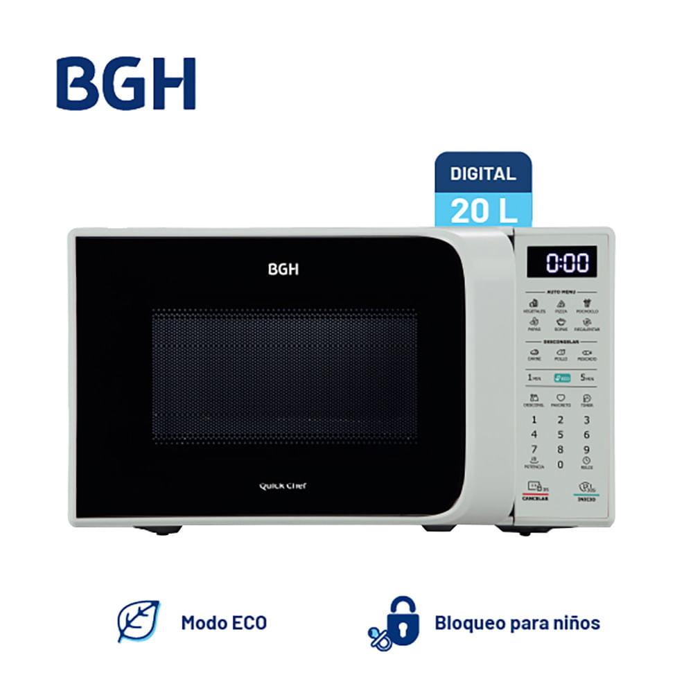 Microondas Digital Bgh Quick Chef B120db20i Blanco 20 Lts