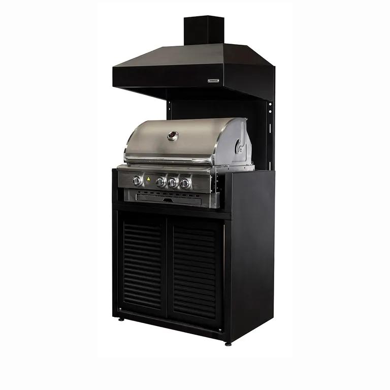 Parrilla Modulo Gas 900 Puertas Acero + Campana