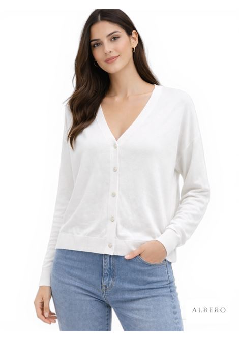 CARDIGAN IN MAGLIA LEGGERA JADA SIMON | Cardigan | PQ76983PANNA