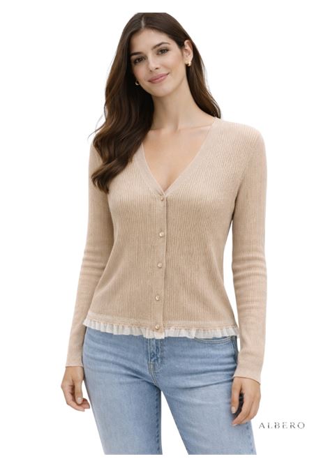 CARDIGAN CON ROUCHES JADA SIMON | Cardigan | PQ76984BEIGE