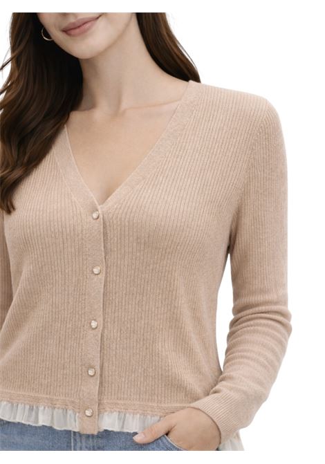CARDIGAN CON ROUCHES JADA SIMON | Cardigan | PQ76984BEIGE