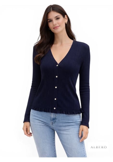 CARDIGAN CON ROUCHES JADA SIMON | Cardigan | PQ76984BLU