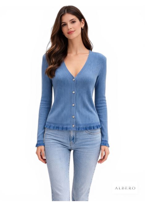 CARDIGAN ON ROUCHES JADA SIMON | Cardigan | PQ76984CELESTE