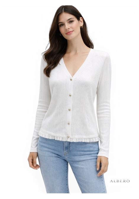 CARDIGAN CON ROUCHES JADA SIMON | Cardigan | PQ76984PANNA