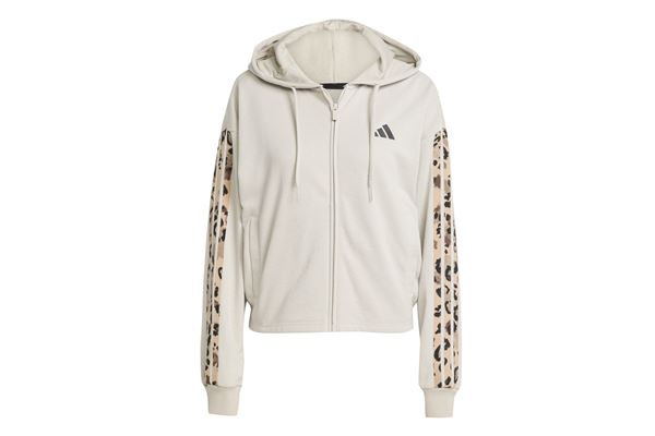Felpa con cappuccio a 3 strisce in French Terry con stampa animalier e zip intera Adidas donna ADIDAS | Felpe | JM1860-