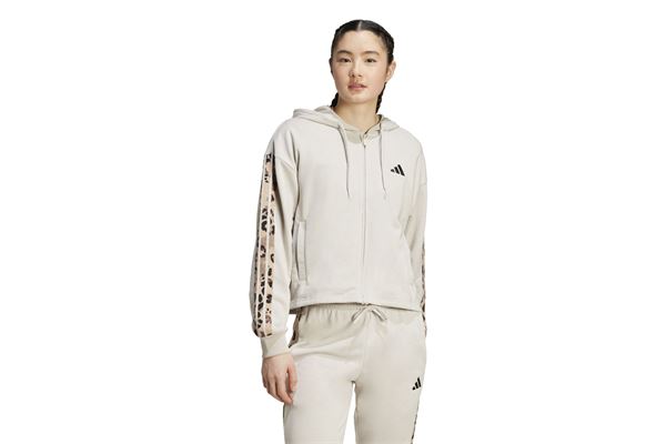 Felpa con cappuccio a 3 strisce in French Terry con stampa animalier e zip intera Adidas donna ADIDAS | Felpe | JM1860-